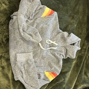 Brand new distressed grey hoodie with color detail